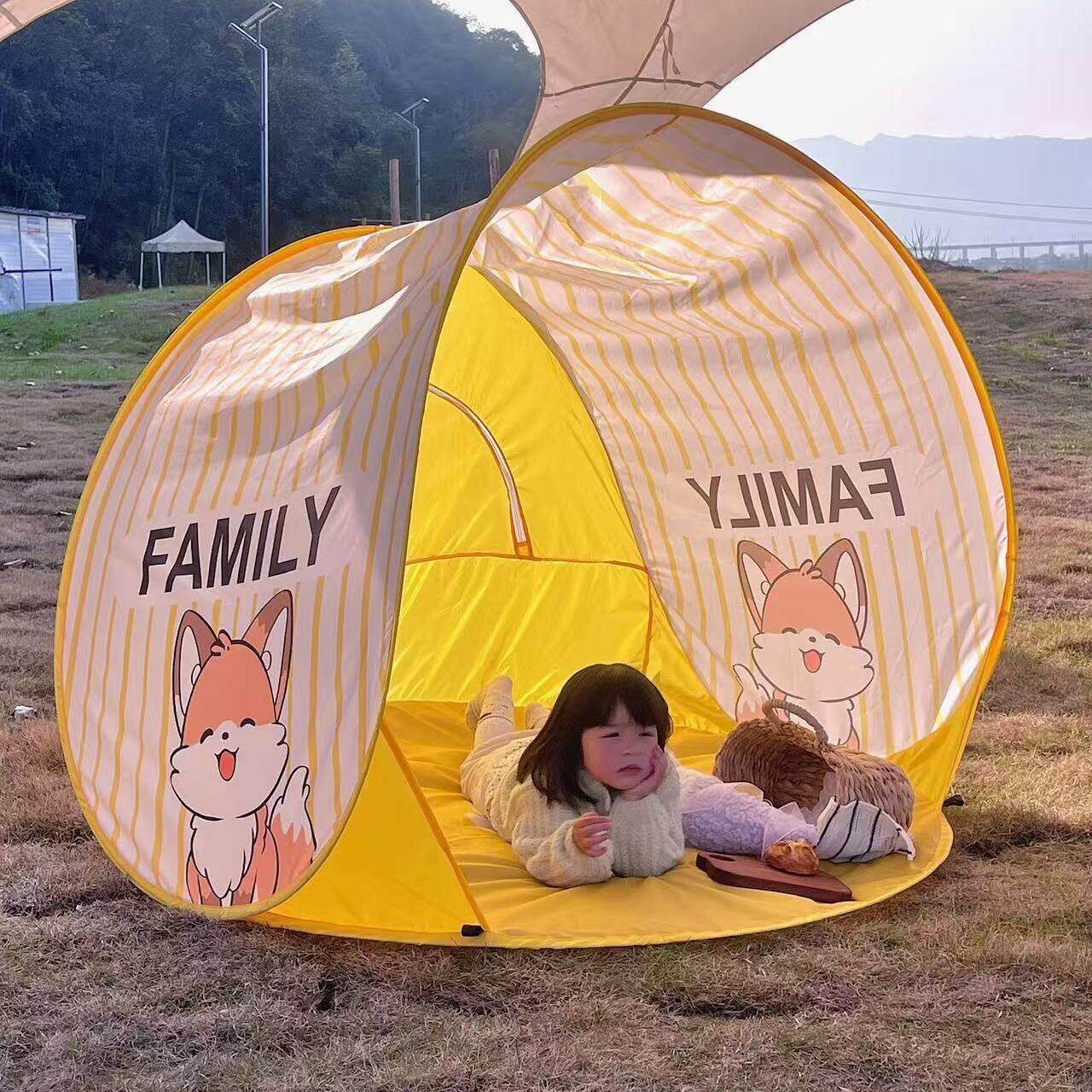 公园帐篷儿童游戏屋沙滩遮阳防晒野餐帐篷天幕露营一秒速开免搭建