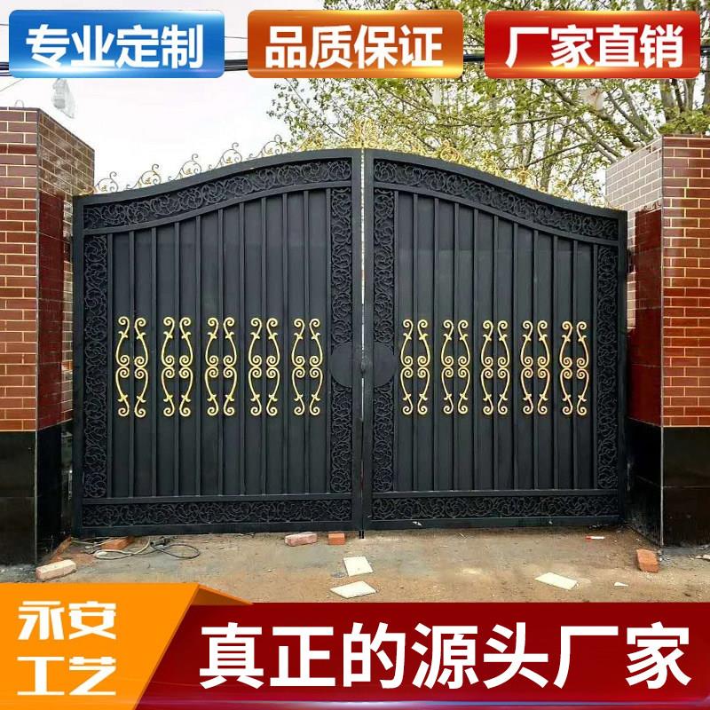 铁门庭院门农村院子铁艺大门别墅胡板家用乡村不锈钢围墙双开门