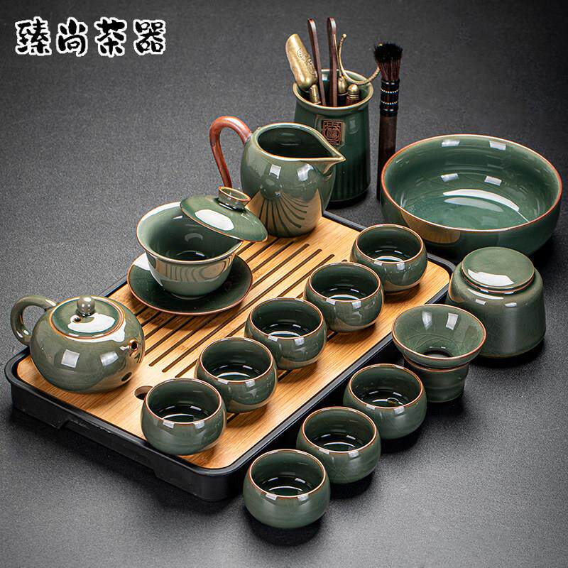 高档泡茶专用哥窑茶具套组家用中国风喝茶泡茶碗茶杯整套功夫茶壶