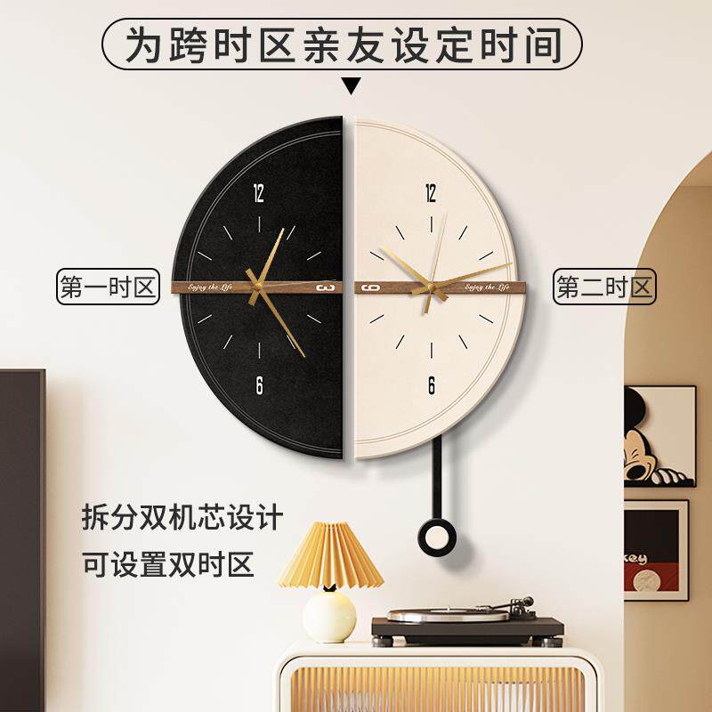 现代简约创意钟表双面拐角挂钟2026新款家用黑白极简客厅转角时钟