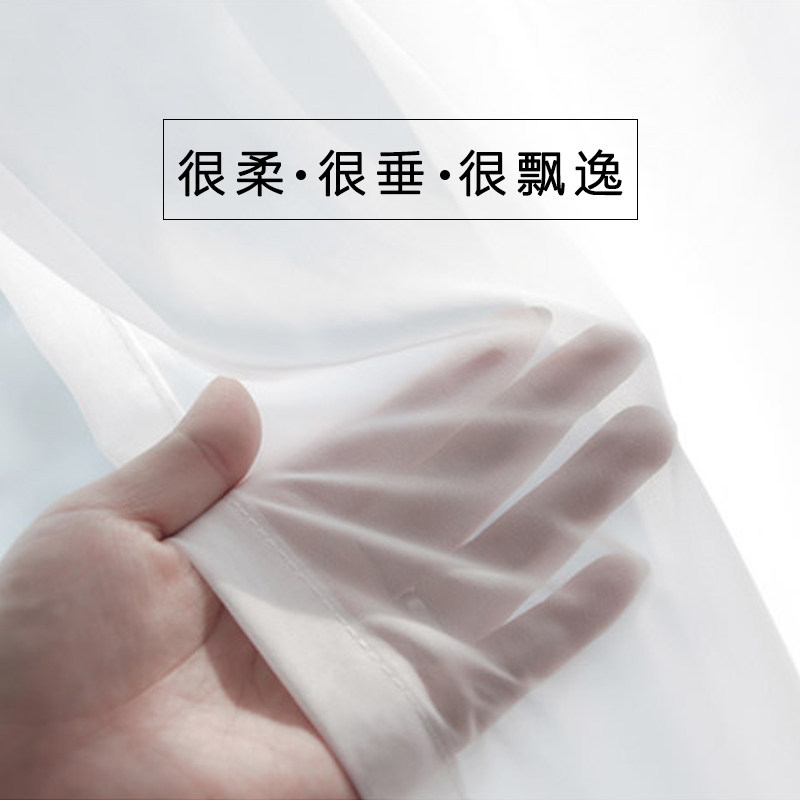 北欧白纱透光不透人纯色雪纺纱窗帘轻奢客厅阳台隔断窗纱定制简约
