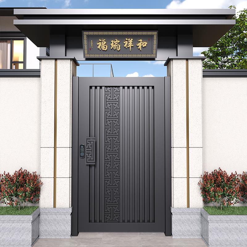 铝合金庭院门别墅对开大门农村自建房大门铁艺双开门不锈钢大门
