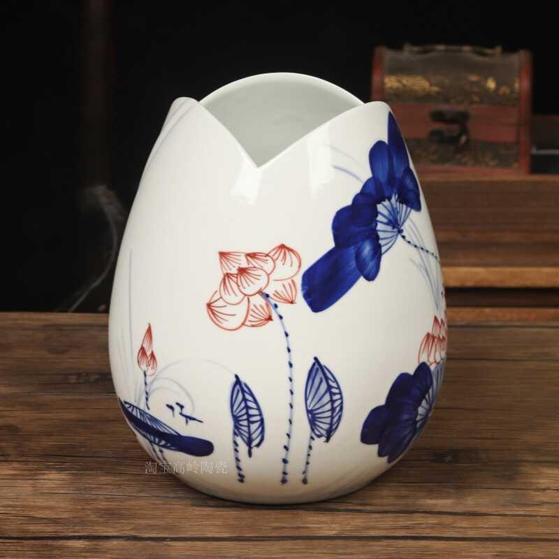 景德镇陶瓷器手绘青花瓷小花瓶水养插花创意工艺装饰品客厅摆件