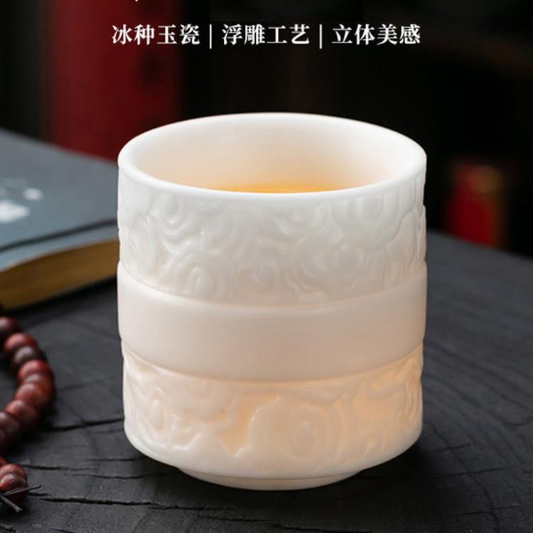 冰种羊脂玉主人杯单杯陶瓷茶具白瓷功夫茶杯套装个人专用领导送礼