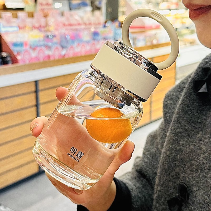可爱玻璃杯水杯女2026新款泡茶杯茶水分离杯女高颜值泡茶分离杯子