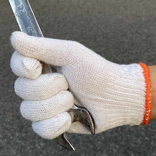 细纱棉线手套350克劳保男女工作白棉纱薄款 防护防滑W汽修劳动手套