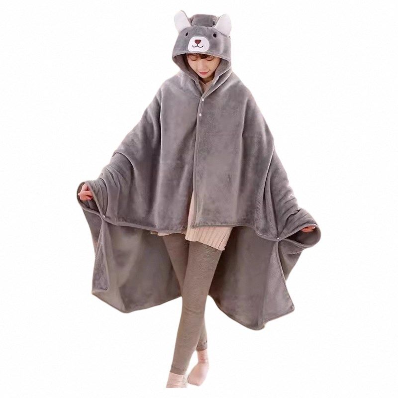 毛毯小学生午睡毯斗篷卡s通办公室懒人披肩趴睡神器空调毯盖毯加