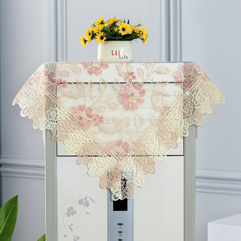 空调盖布圆柱形空调柜机立式罩防尘顶部盖巾蕾丝S刺绣清新开机不