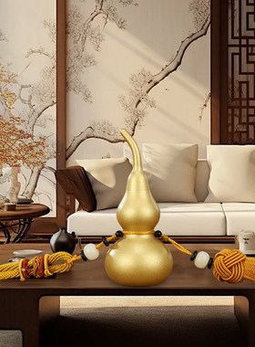 铜葫芦摆件纯黄铜开口p葫芦挂饰金色葫芦挂件家居办公室家用装饰