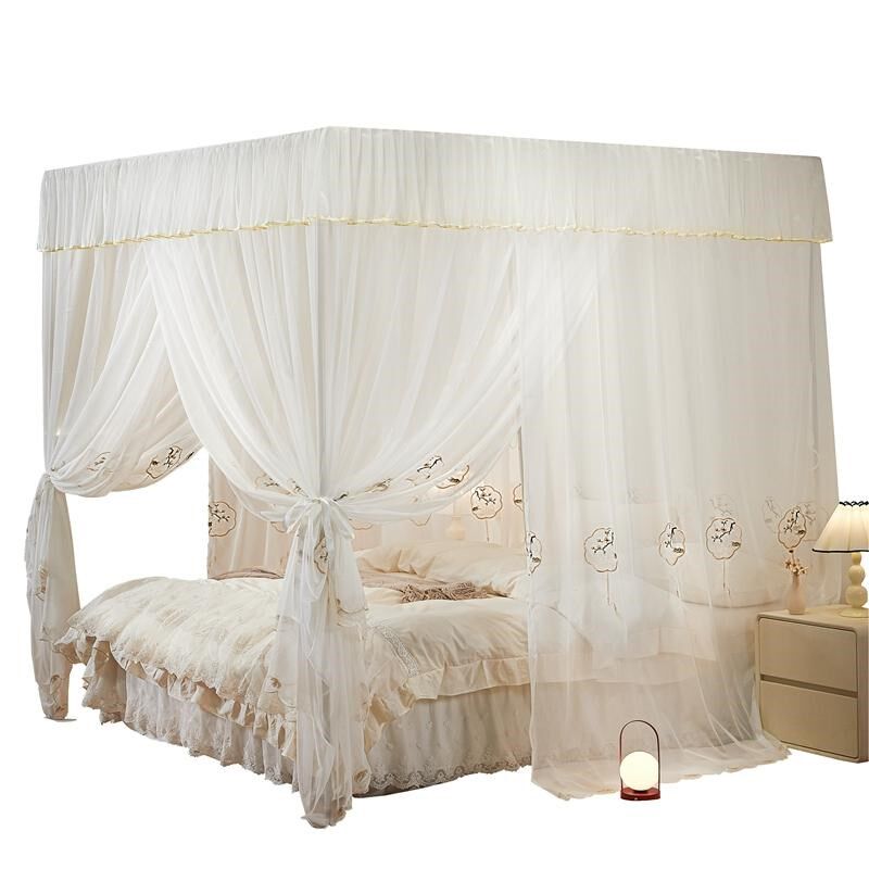 新款中式A类刺绣货床幔酒店民宿宫廷蚊帐子婚庆实V木支架定制尺寸