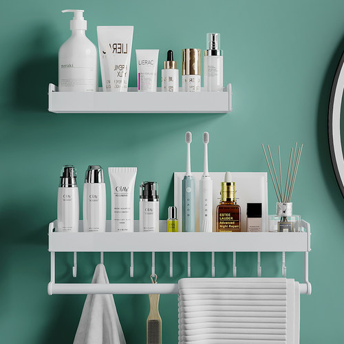白色免打孔浴室卫生间置物架壁挂B式厕所洗手间洗漱台毛巾收纳墙