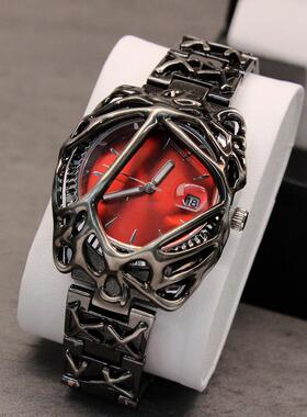 千禧年异形表alabaster中古风小众蛛网日历欧美炫酷男士手表礼物