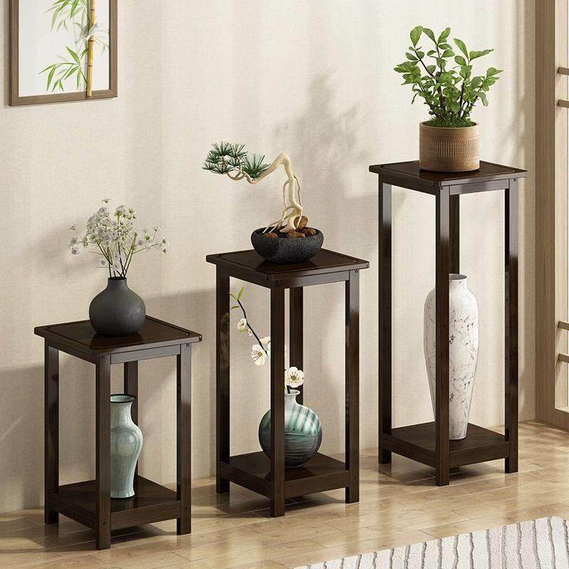 客厅电视柜两边摆设花架实木中式花台阳台家用落地式室内置物架多