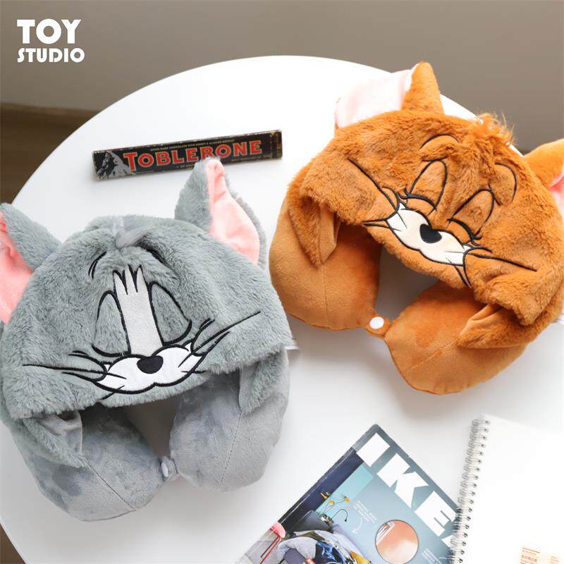 汤姆和杰瑞脖子枕头兜帽u型枕头可爱的卡通办公室午餐休息枕头便