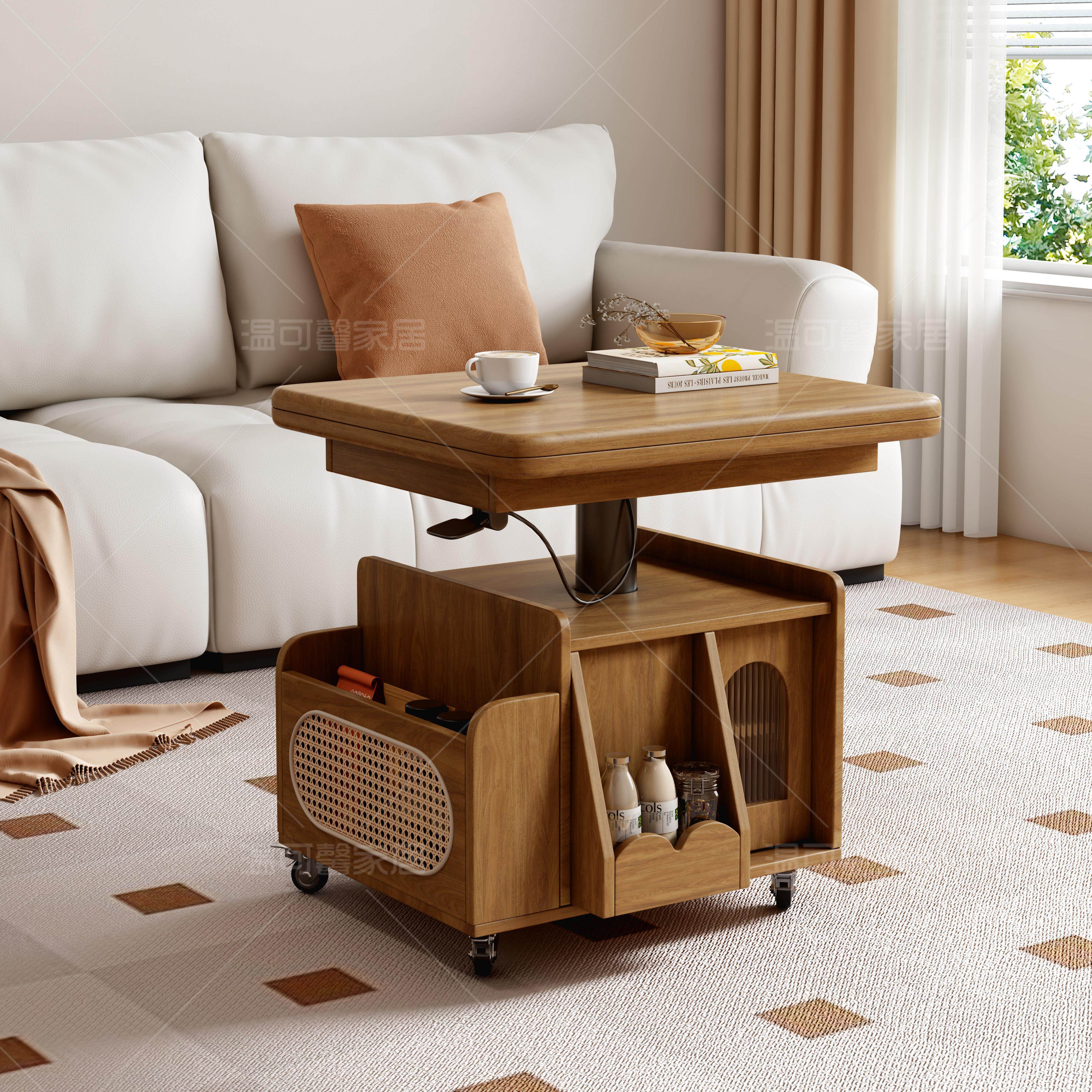 升降茶几折叠移动推车实木茶台茶桌小户型客厅多功能沙发餐桌两用,住宅家具,移动边几/推车,淘宝优惠券,粉丝福利购,淘宝优惠卷