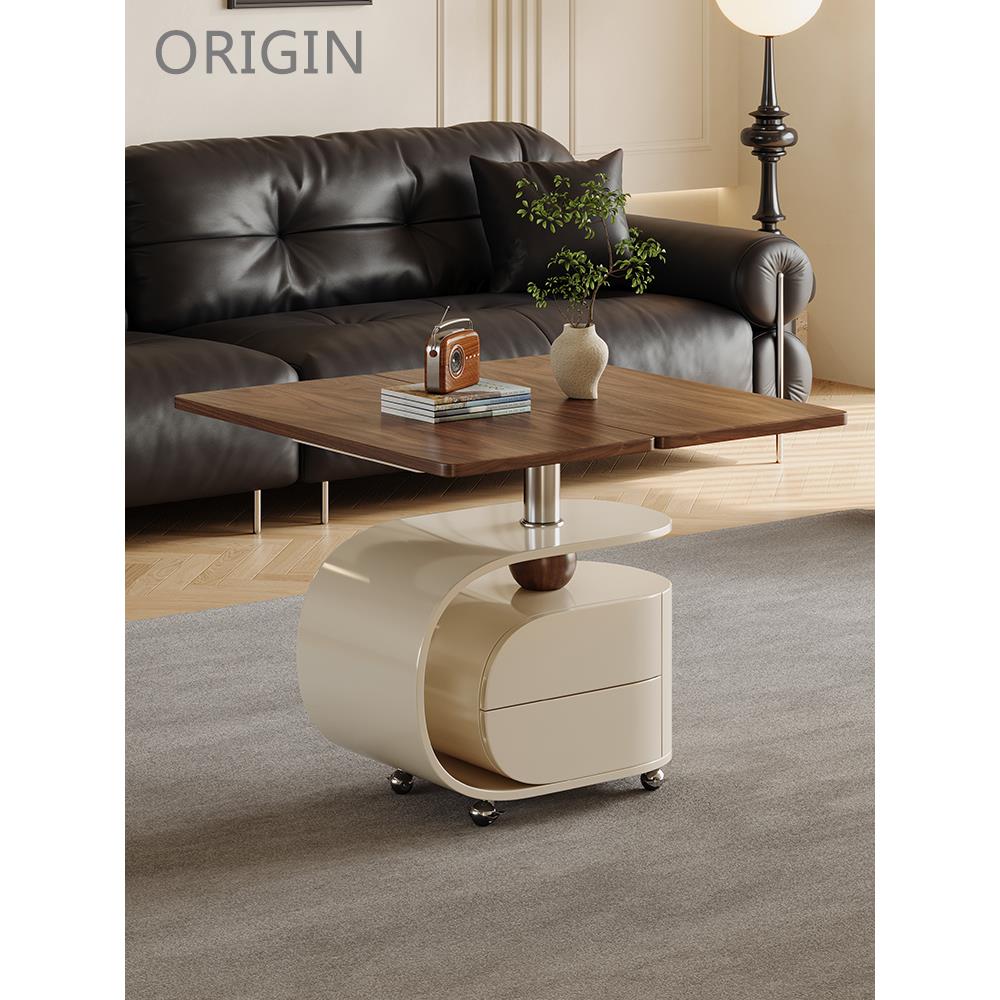 中世纪风格的法国覆古可折叠可调节咖啡桌2025新设计师可移动的边