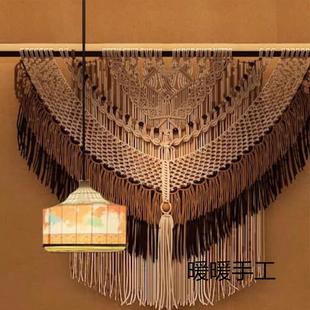 饰样板房酒店背景墙软装 悟.ins侘寂风手工编织壁毯复古民宿装 挂件