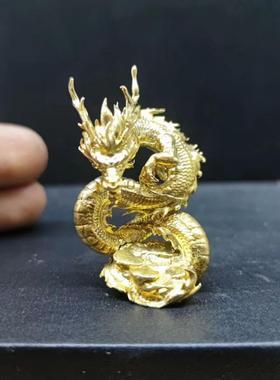 纯铜中式蛟龙创铜龙摆件办公桌面中国龙模型手办迷你场景鱼缸布景