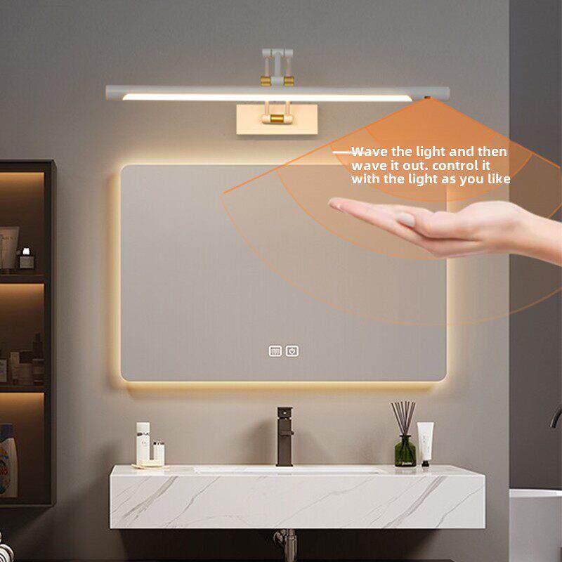 手扫感应镜前灯卫生间镜柜专用柜顶安装伸缩调节简约化妆补光壁灯