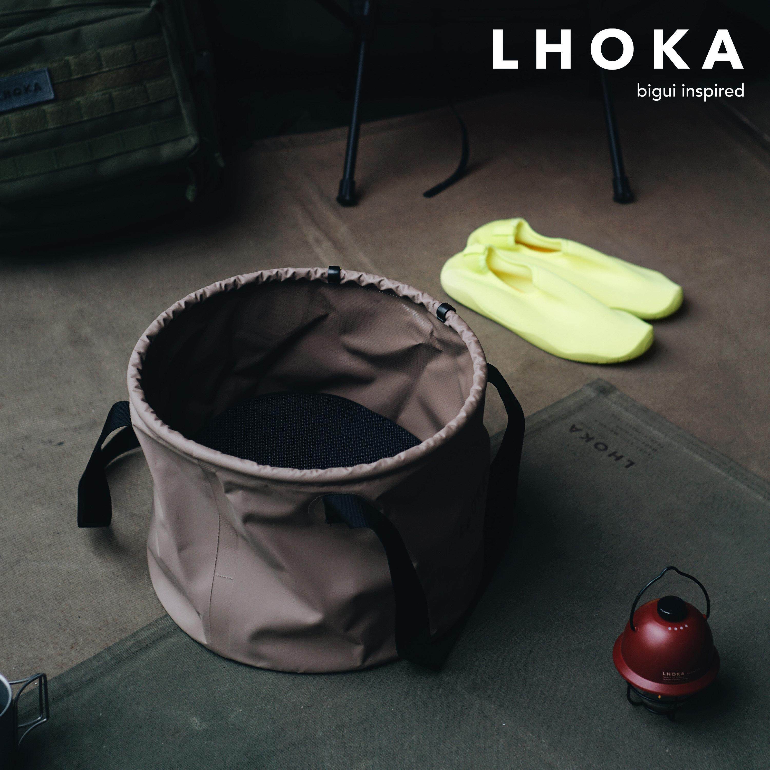 LHOKA户外折叠水桶大容量露营野炊钓鱼桶便携轻量加固耐用带盖