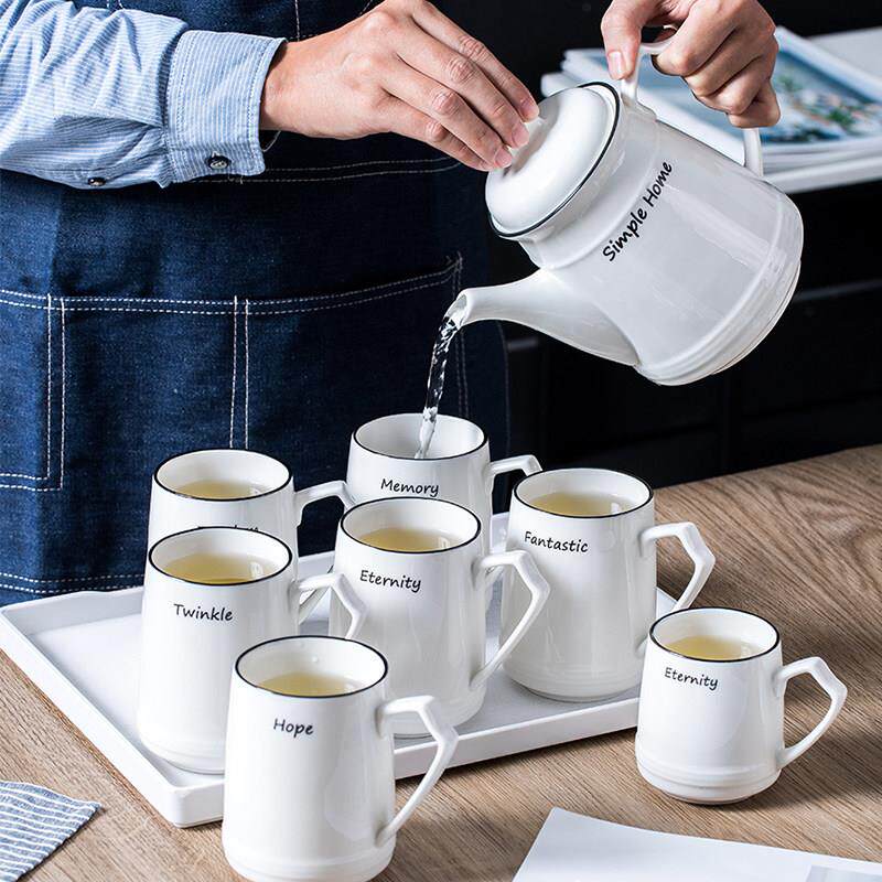 客厅茶杯套装家用轻奢陶瓷杯具冷水壶耐高温北欧水杯子茶壶茶具