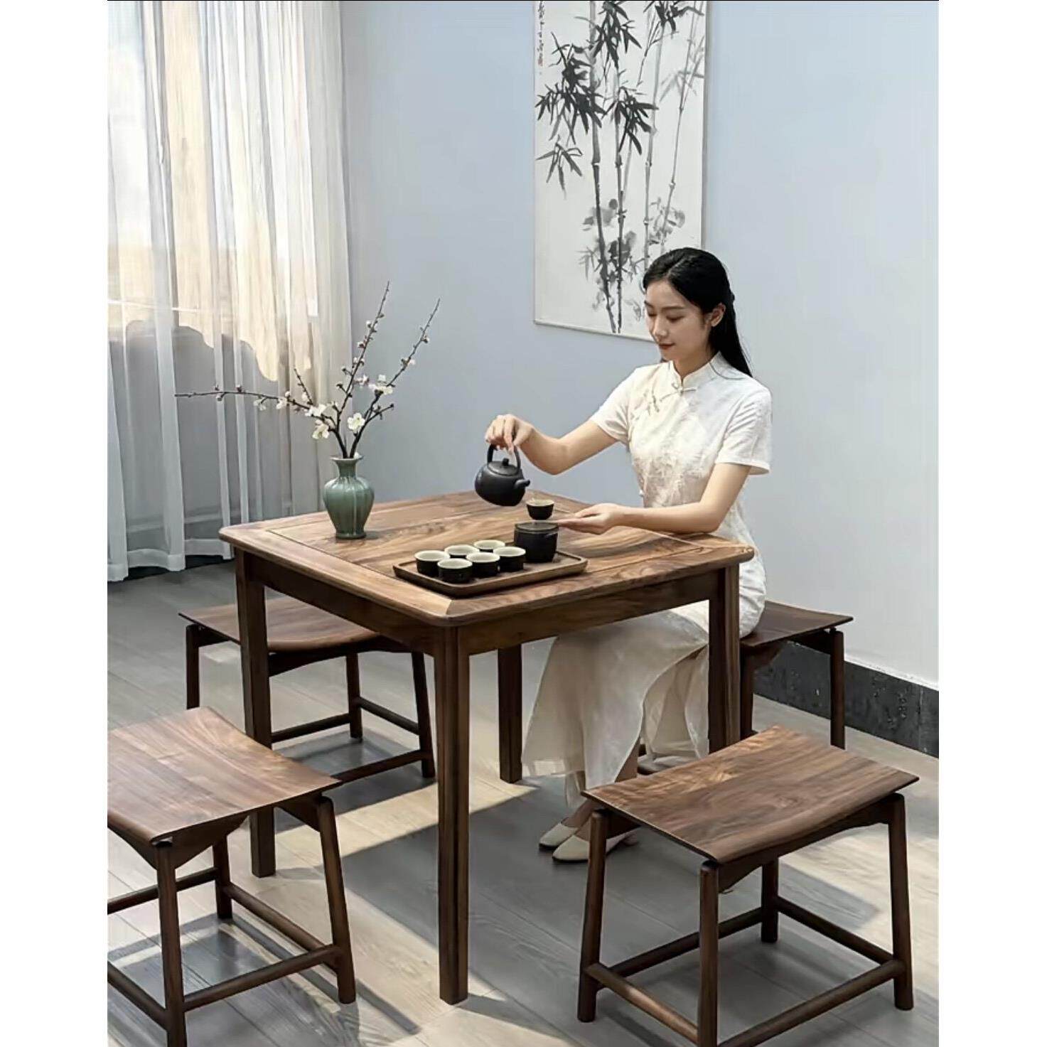 北美黑胡桃木角几客厅小茶几桌子沙发边几实木边桌方形小木桌方形