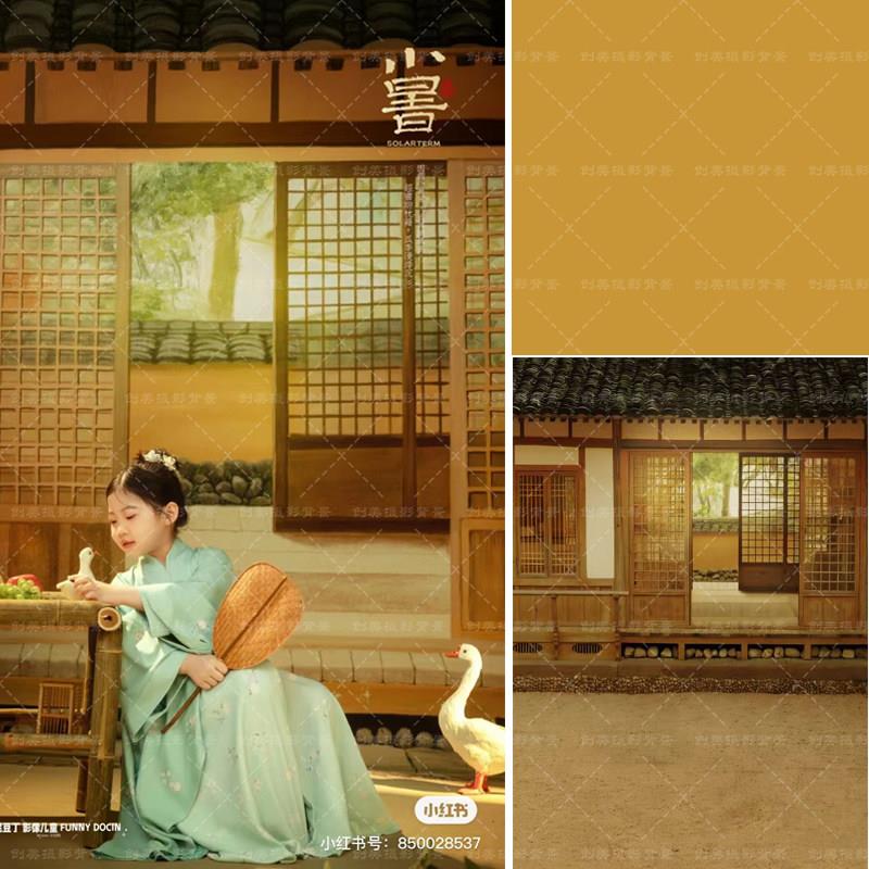 影楼儿童古风背景布女宝写真室内古装摄影背景纸汉服国风写真背景
