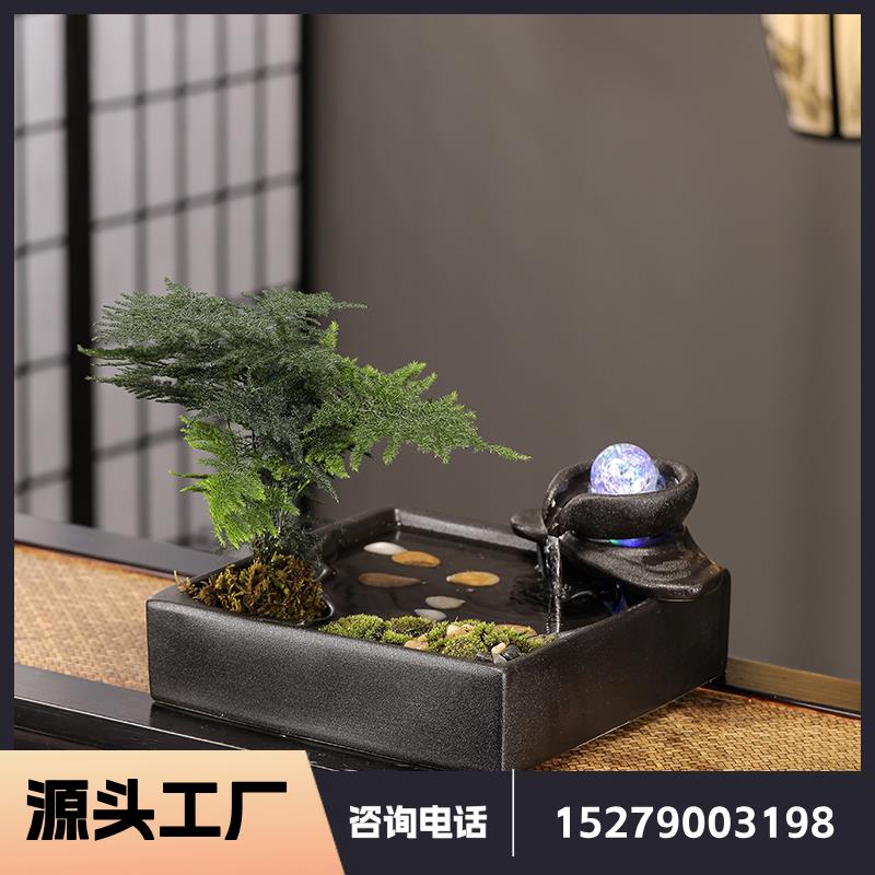 江苏生态免换水小鱼缸 桌面迷你循环水景盆景 室内创意装饰品