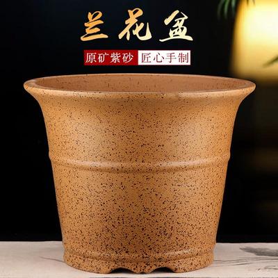 紫砂花盆特大圆形透气兰花盆种树盆景盆绿植花卉陶瓷花盆清仓处理
