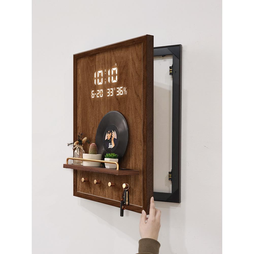 覆古竖版电表箱装饰画电子时钟电闸开关盒遮挡配电箱置物遮丑挂画