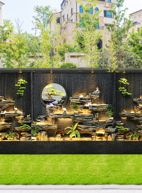 水幕墙流水屏风玄关隔断户外别D墅花园庭院假山喷泉瀑布摆件
