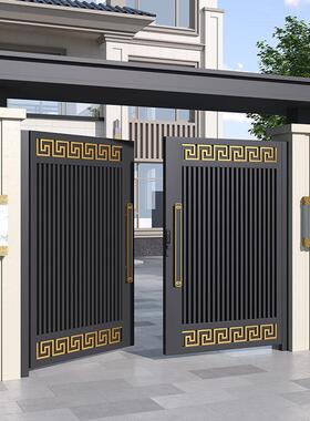 别墅庭院大门不锈钢定制铝合金单双开 关竖管门户外农村自建院子