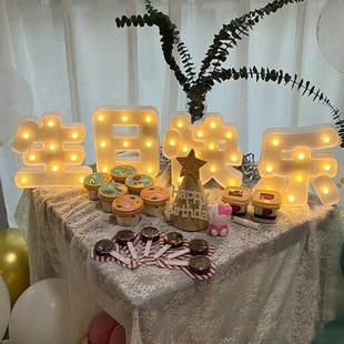 饰场景布置LED字母灯发光生日快乐灯ins风氛围装 生日装 饰用品彩灯