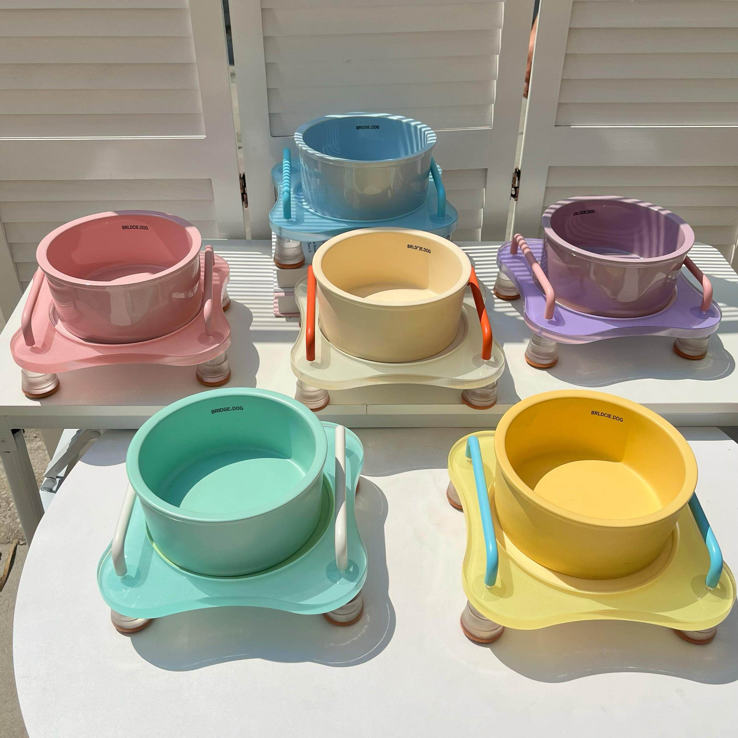 加厚加大宠物压克力碗架防打翻猫碗底座马卡龙餐桌护颈狗食盆碗托