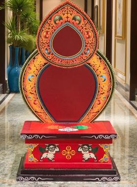 藏式实木佛像底座佛龛供桌家用供奉底座台彩绘菩萨神台财神爷佛台