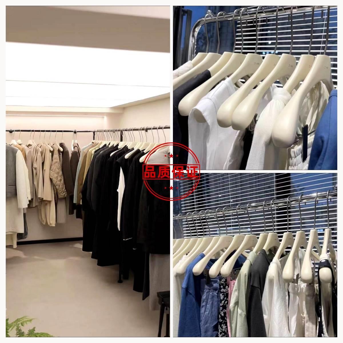 奶白色实木衣架儿童衣挂服装店专用童装女装套装衣撑裤架