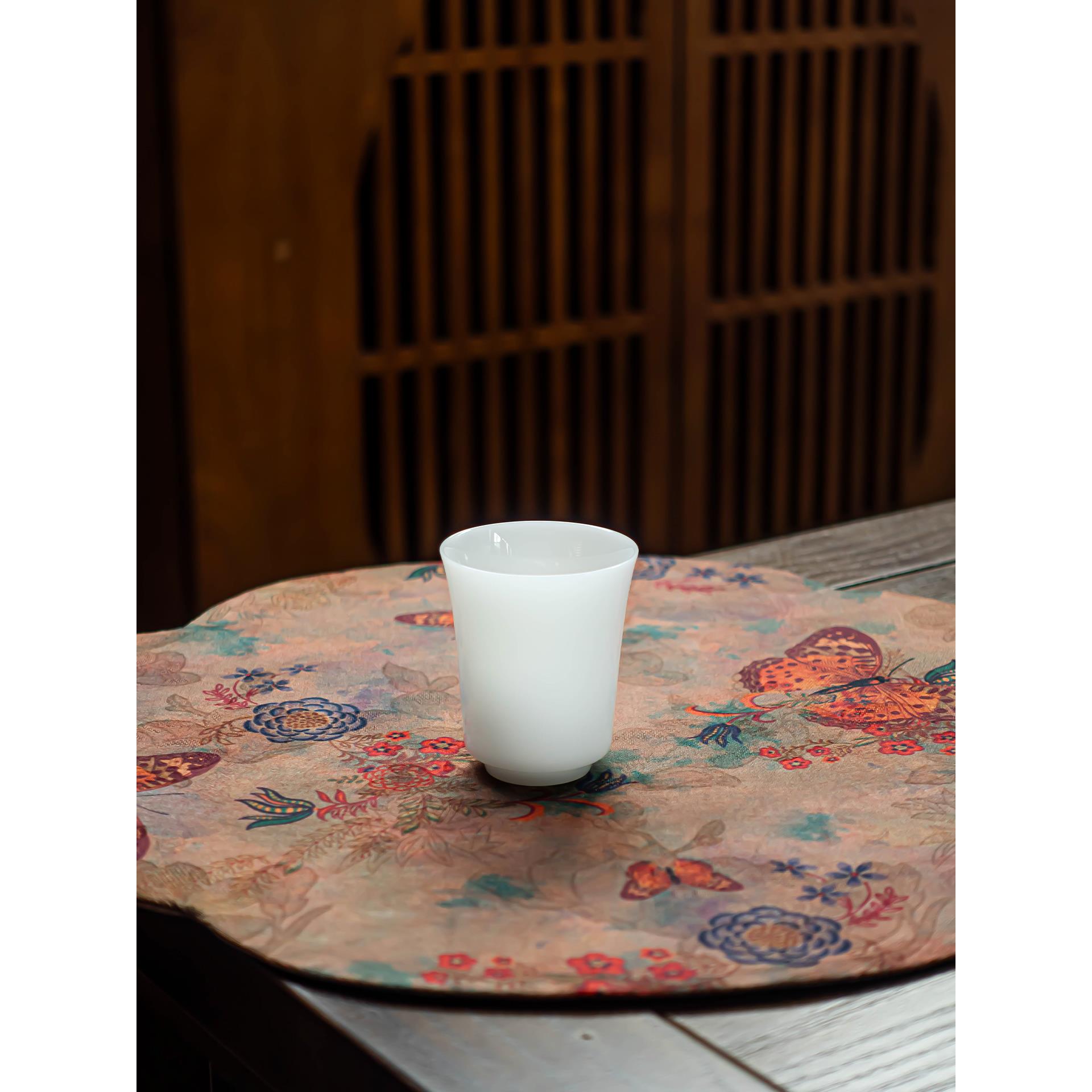 德化白瓷璞玉冰籽玉香杯马蹄形杯原矿高温瓷大师茶杯个人茶杯