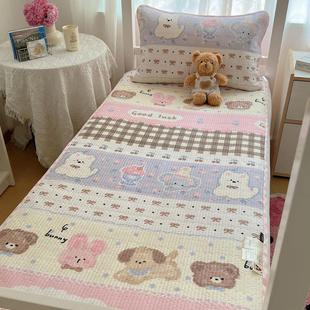 宿舍bi入 全棉卡通少女风床盖双面纯棉A类绗缝夹棉学生床褥0.9m床