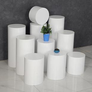 定制烤漆圆形地台网红促销展示台中岛展台服装店橱窗立柱模特展台