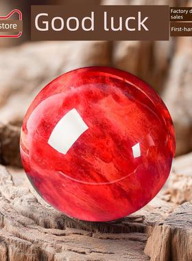 采购产品天然红色水晶球，真正的原石，大红吉祥珠，吉祥球装饰饰