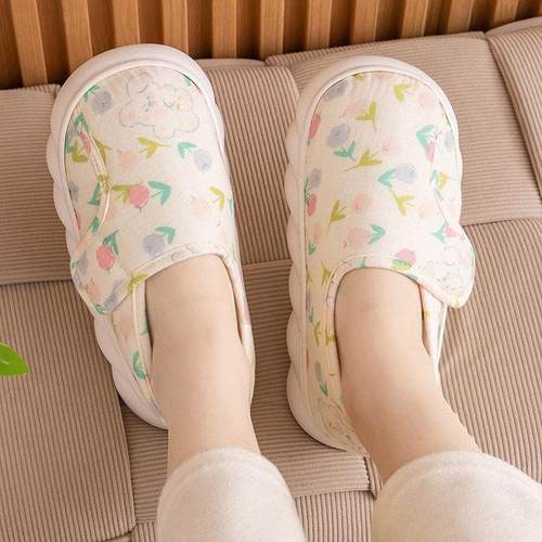 全棉现代月子鞋夏季薄款包跟产后孕妇春秋6月份7厚底纯棉软底防滑