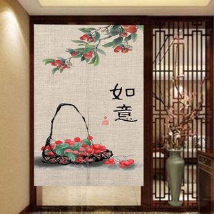 门帘厨房入户玄关免打孔隔断帘家用卧室挂帘厕所半帘装 中式 饰布帘