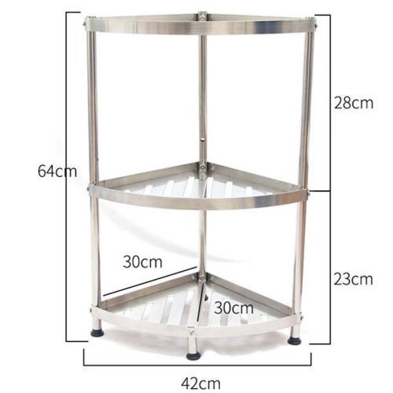 新品304不锈钢厨房三角置物架转角架落地多层收纳放锅架卫生间置