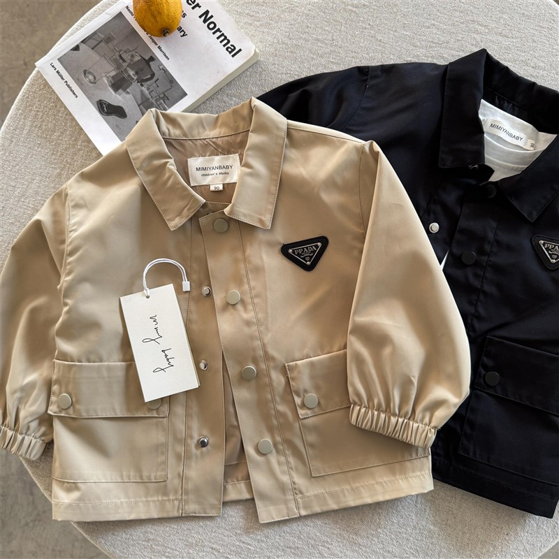 辰妈儿童外套25春男女童日系潮牌贴标夹克小童冲锋衣宝宝洋气上衣