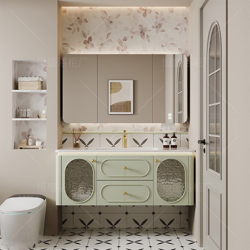 橡木法式陶瓷一体盆浴室柜组合洗手脸盆柜卫生间洗漱台池现代简约,家装主材,浴室柜组合,淘宝优惠券,粉丝福利购,淘宝优惠卷