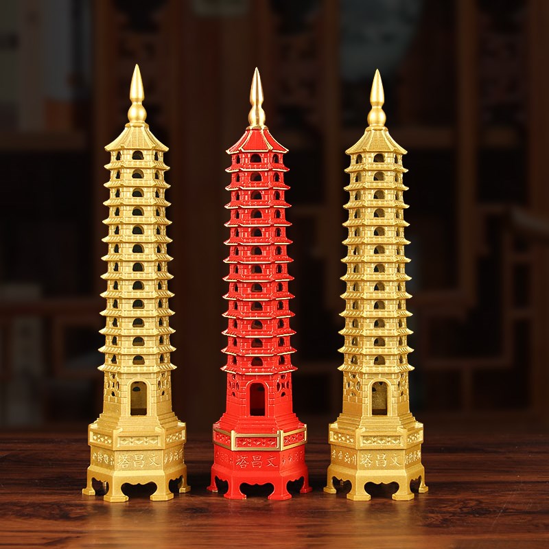 文昌塔摆件十三层纯铜13层的办公室书桌书房九9层工艺品书桌位