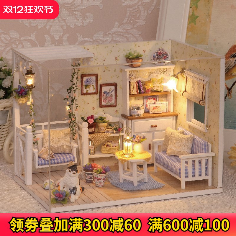 diy小屋小猫日记手工制作拼装小房子模型玩具情人节礼物生日女生