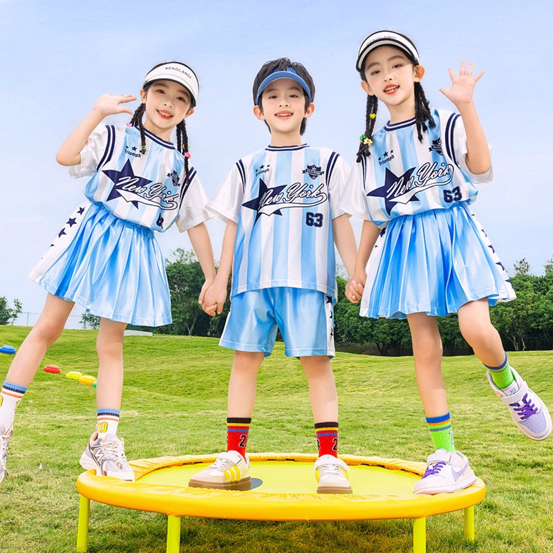 儿童演出服啦啦队服装运动会小学生篮球服夏短袖幼儿园表演足球服