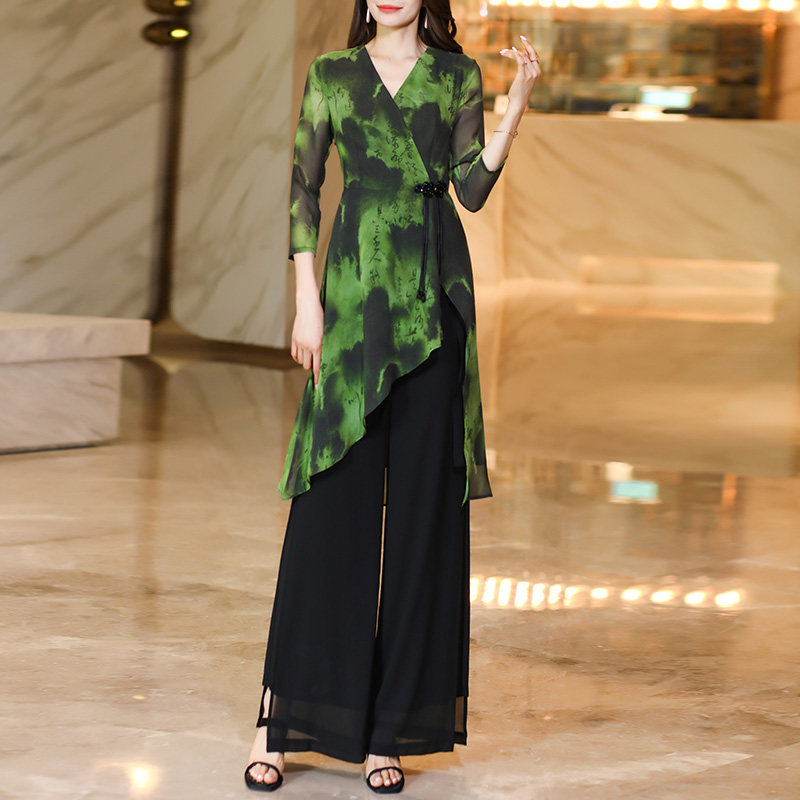 新中式套装女2025夏装新款高级感上衣休闲阔腿裤子气质减龄两件套,女装/女士精品,时尚套装,淘宝优惠券,粉丝福利购,淘宝优惠卷