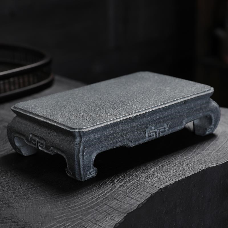 新品青石底座桌面摆件茶s壶底座案台中式复古简约小花几石托架茶